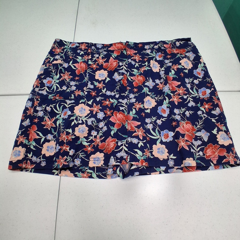 St John's Bay Floral Butterfly Skort 20W Navy Blue Tropical Summer Casual